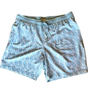 Calvin Klein Swimwear Swim Trunks Men’s Size XL Pale Blue & White All Over Logo